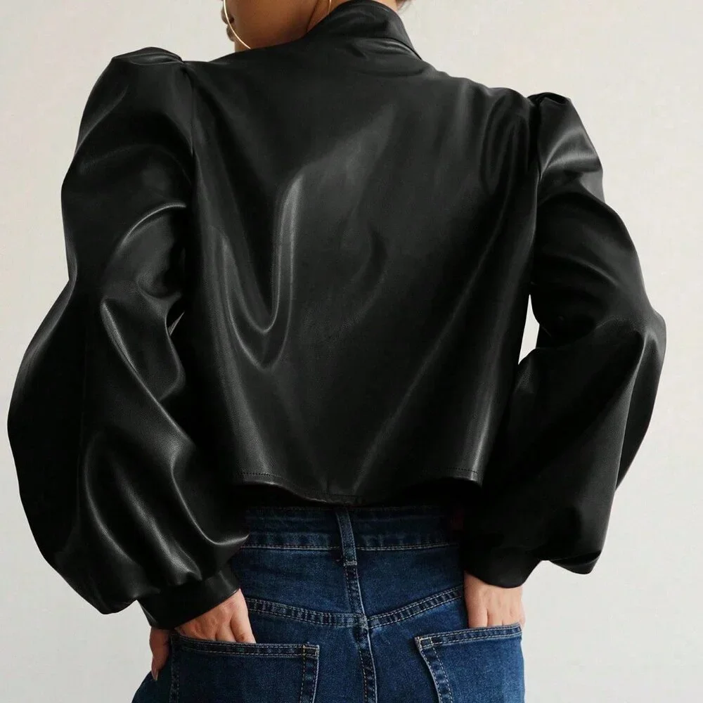Black Casual Women Long Sleeve Buttoned Shirt - Picture 2 of 6